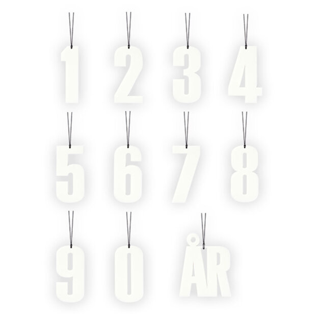 Billede af Tal 0-9 År 6x2,8 Cm | Hvid Fra Felius Design
