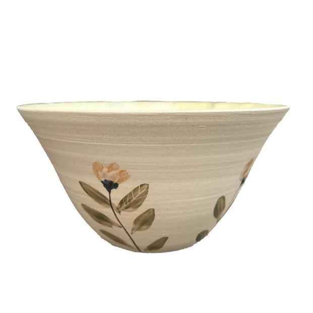 STINEMEI KERAMIK - SKÅL 15X6 CM | GUL/MILD BLOMST