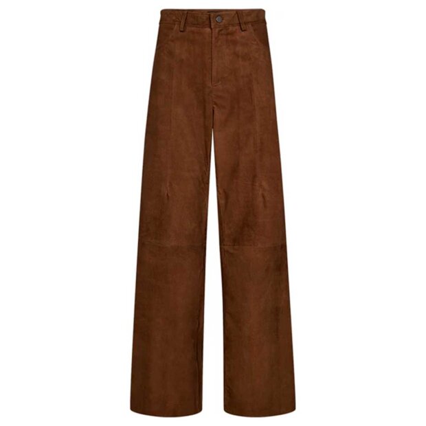 DEPECHE - BOA HW SUEDE PANT WIDE LEG | COGNAC