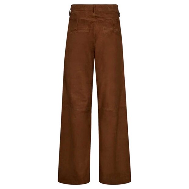 DEPECHE - BOA HW SUEDE PANT WIDE LEG | COGNAC