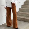DEPECHE - BOA HW SUEDE PANT WIDE LEG | COGNAC