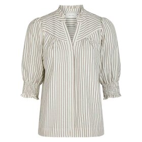 NEO NOIR - DIANA CREPE STRIBET BLUSE | BROWN