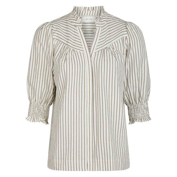 NEO NOIR - DIANA CREPE STRIBET BLUSE | BROWN