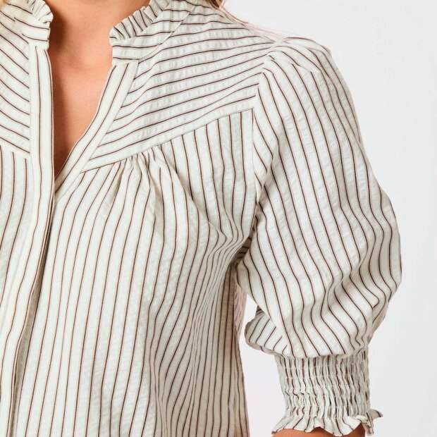 NEO NOIR - DIANA CREPE STRIBET BLUSE | BROWN