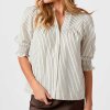NEO NOIR - DIANA CREPE STRIBET BLUSE | BROWN