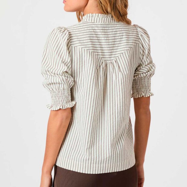 NEO NOIR - DIANA CREPE STRIBET BLUSE | BROWN