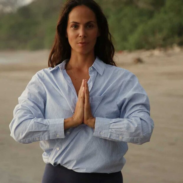 MOSHI MOSHI MIND - GAIA STRIPE SHIRT | WHITE/HEAVEN BLUE