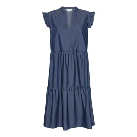 CONTINUE COPENHAGEN - BEA LONG CHAMBRE DRESS | DARK BLUE CHAMBRE