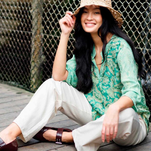 BLACK COLOUR - LUNA BLUSE | FLORAL GREEN MIX