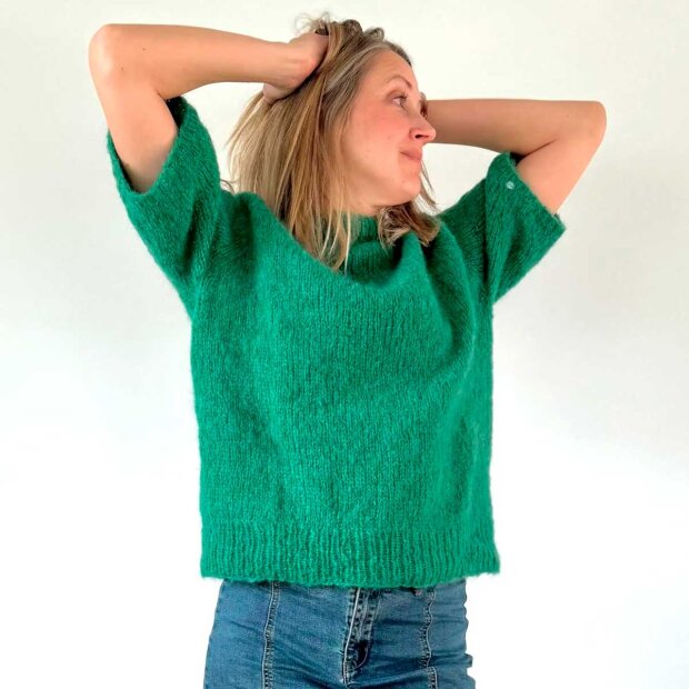 COFFEE BEANIES - IDA KNIT SHORT SLEEVE FLUFFY | GREEN