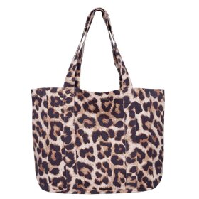 BLACK COLOUR - NELLA CANVAS BAG | LEOPARD