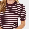SAINT TROPEZ - MILA SS STRIPED PULLOVER | DECADENT CHOCOLATE FOG STRIPE