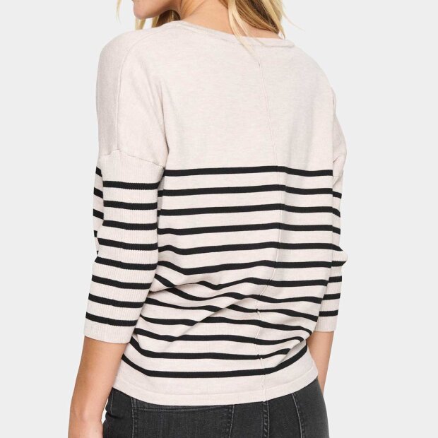 SAINT TROPEZ - MILA R-NECK STRIPE PULLOVER | GRAY MORN MILA STRIPE