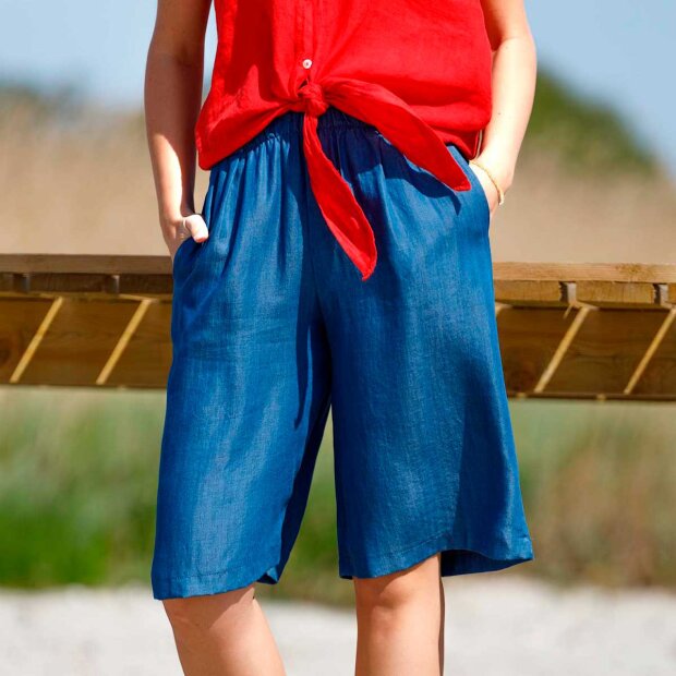 BLACK COLOUR - PUEBLO TENCEL SHORTS | JEANS BLUE