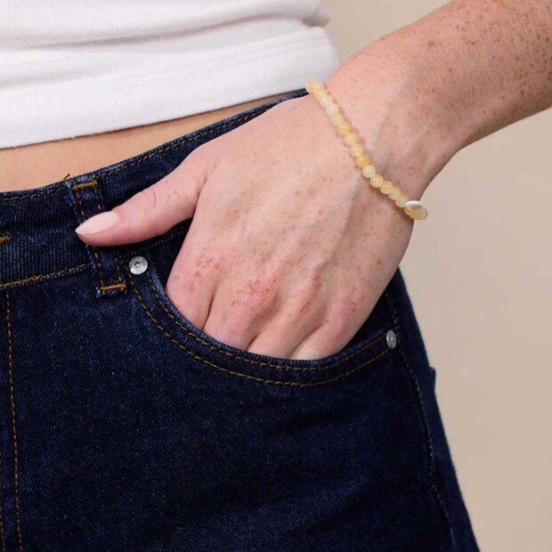 SOI - KRYSTAL ARMBÅND 4 MM | GUL JADE