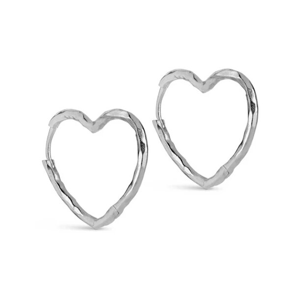 ENAMEL COPENHAGEN - ORGANIC HEART MEDIUM HOOPS | SØLV