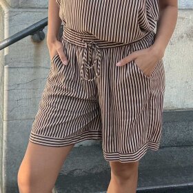 CONTINUE COPENHAGEN - LIS SMALL STRIPE SHORTS | BROWN SMALL STRIPE