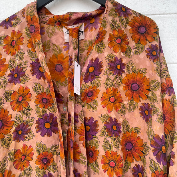 RELOVE AND ROSES - NELLY SKJORTE | LILLA/ORANGE BLOMST