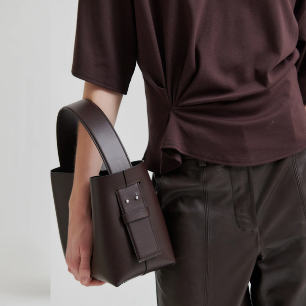 SECOND FEMALE - LEATA LEATHER BAG | CHOCOLATE PLU