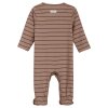 FIXONI - ROMPER LS W/FEET RIB | MOCHA MERINGUE