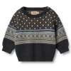 WHEAT - JULIUS JAQUARD PULLOVER | NAVY