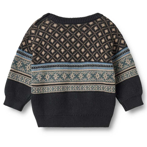 WHEAT - JULIUS JAQUARD PULLOVER | NAVY