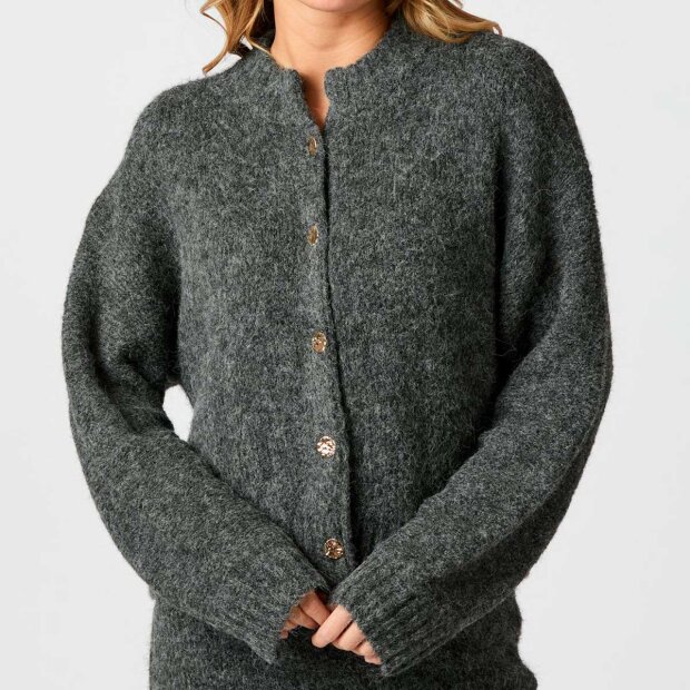 NEO NOIR - TAURA FLUFFY KNIT CARDIGAN | ANTRACIT