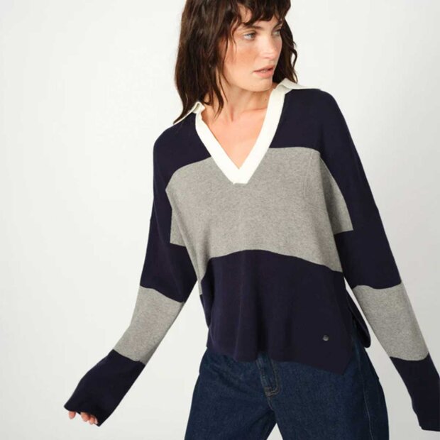 MOS MOSH - WYLIE TANI BOLD STRIPE KNIT | MARITIME BLUE