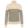 SAINT TROPEZ - MILA SZ STRIBET RULLEKRAVEBLUSE | BROWN RICE BLACK