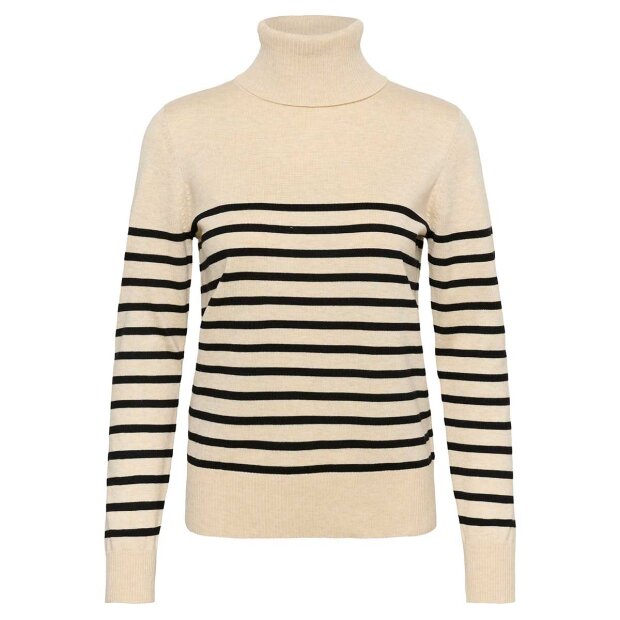 SAINT TROPEZ - MILA SZ STRIBET RULLEKRAVEBLUSE | BROWN RICE BLACK
