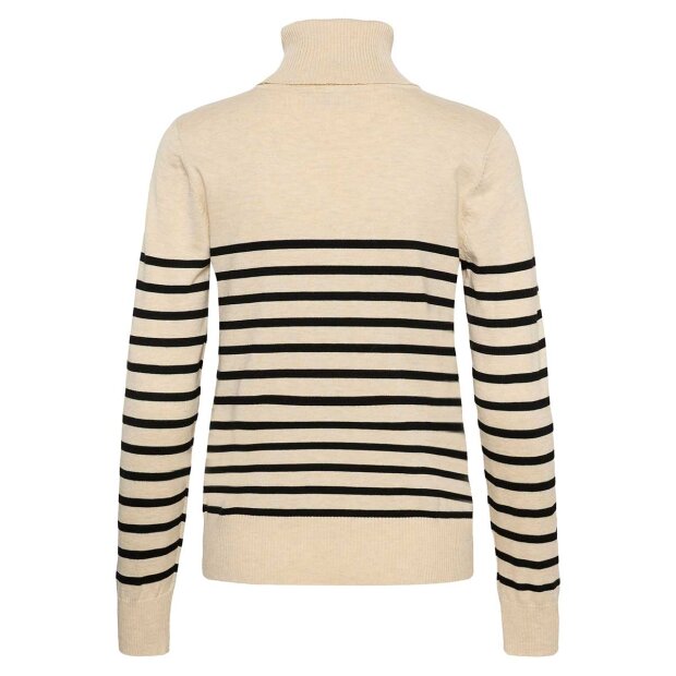 SAINT TROPEZ - MILA SZ STRIBET RULLEKRAVEBLUSE | BROWN RICE BLACK