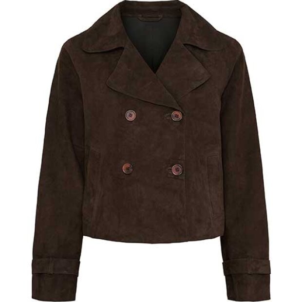 NOTYZ - SUEDE SHORT TRENCHCOAT | DARK CHOCOLATE BROWN