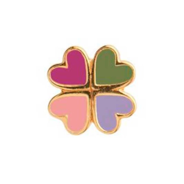 STINE A - LOVE HEART CLOVER ENAMEL EARRING 1 STK | FG/PINK FUSCHIA