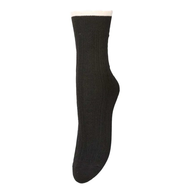 BECK SØNDERGAARD - SCALLOP SOCK | BLACK MELANGE