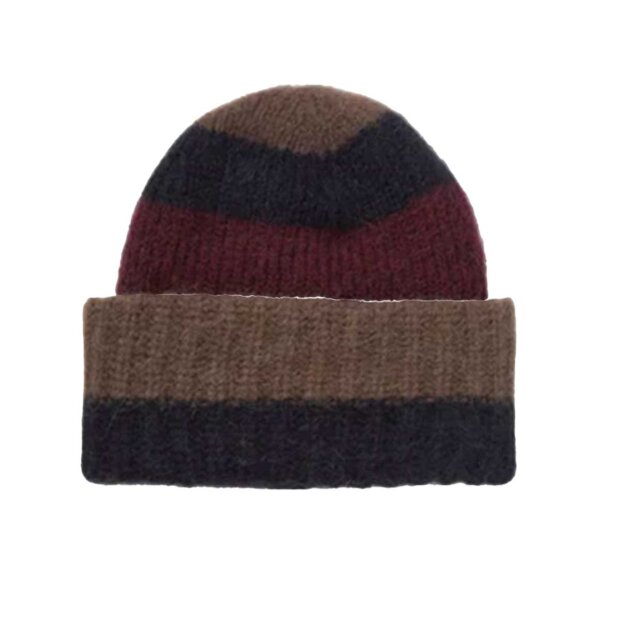 BECK SØNDERGAARD - STRIPED SOLOMA BEANIE | BURGUNDY