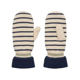 BECK SØNDERGAARD - THIN STRIPED EMERALD MITTENS | BIRCH WHITE