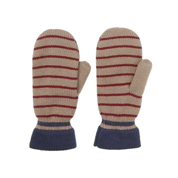 BECK SØNDERGAARD - THIN STRIPED EMERALD MITTENS | FUNGI BROWN