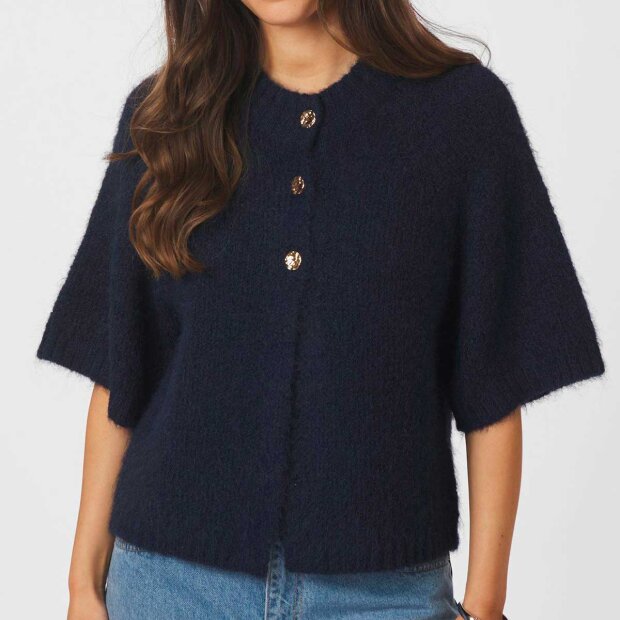 NEO NOIR - BENUTA FLUFFY KNIT CARDIGAN | NAVY