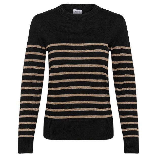 SAINT TROPEZ - MILA SHIMMER STRIPE PULLOVER | BLACK ATMOS SHIMMER STRIPE