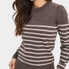 SAINT TROPEZ - MILA SHIMMER STRIPE PULLOVER | MINK GRAY MORN SHIMMER STRIPE