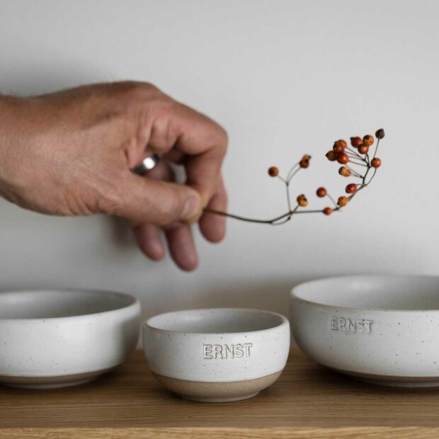 ERNST - SKÅL HVID M/NATUR BUND Ø:8CM