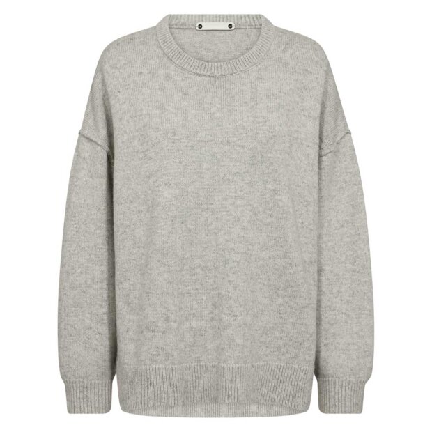 CO COUTURE - MAJA SLIT O-NECK KNIT | LIGHT GREY