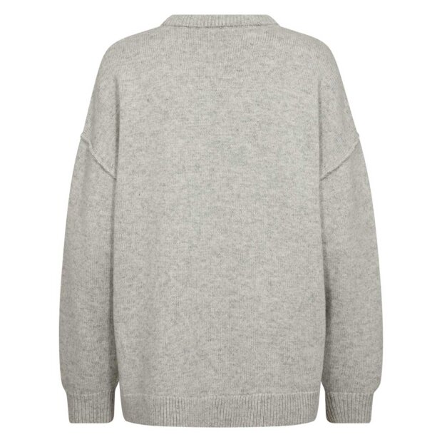 CO COUTURE - MAJA SLIT O-NECK KNIT | LIGHT GREY