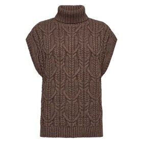 CO COUTURE - ROW OVERSIZE CABLE KNIT VEST | WALNUT
