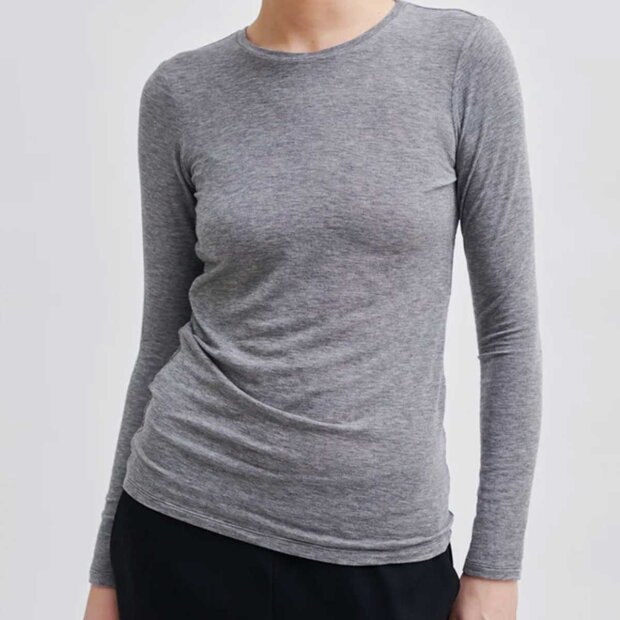 SECOND FEMALE - MATIMA O-NECK TEE | GREY MELANGE