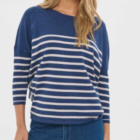 SAINT TROPEZ - MILA R-NECK STRIPE PULLOVER | PAGEANT GRAY MORN STRIPE
