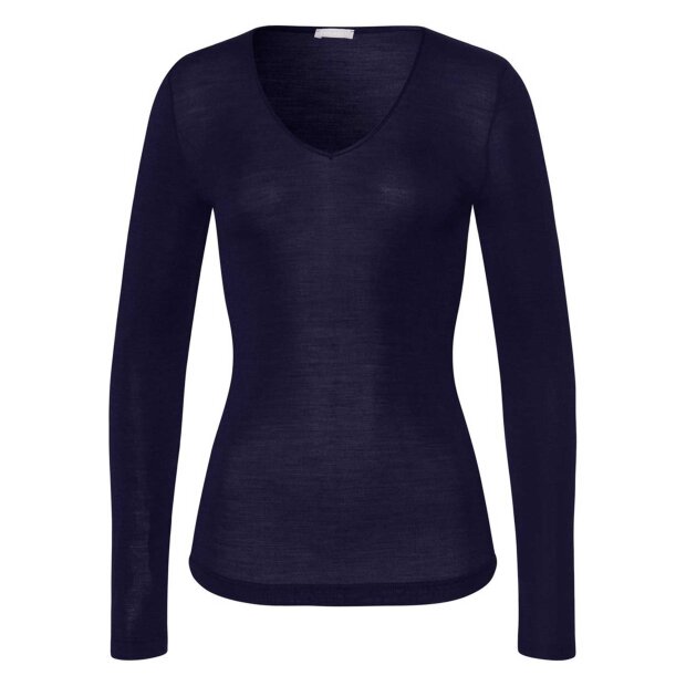 HANRO - LS T-SHIRT M/V HALS | NIGHT BLUE