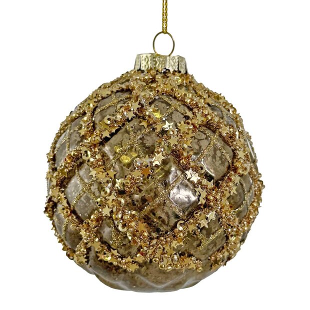 SHISHI - GLASKUGLE ANTIQUE GOLD 8 CM