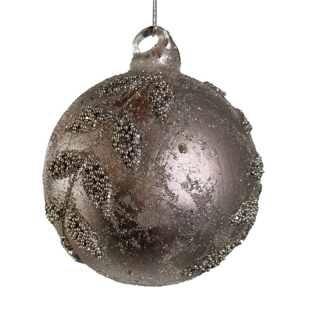 SHISHI - GLASKUGLE SILVER ICE LEAF 8 CM