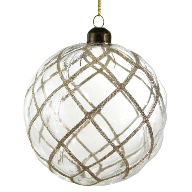 SHISHI - GLASKUGLE M/VELOUR 12CM | SØLVGLITTER